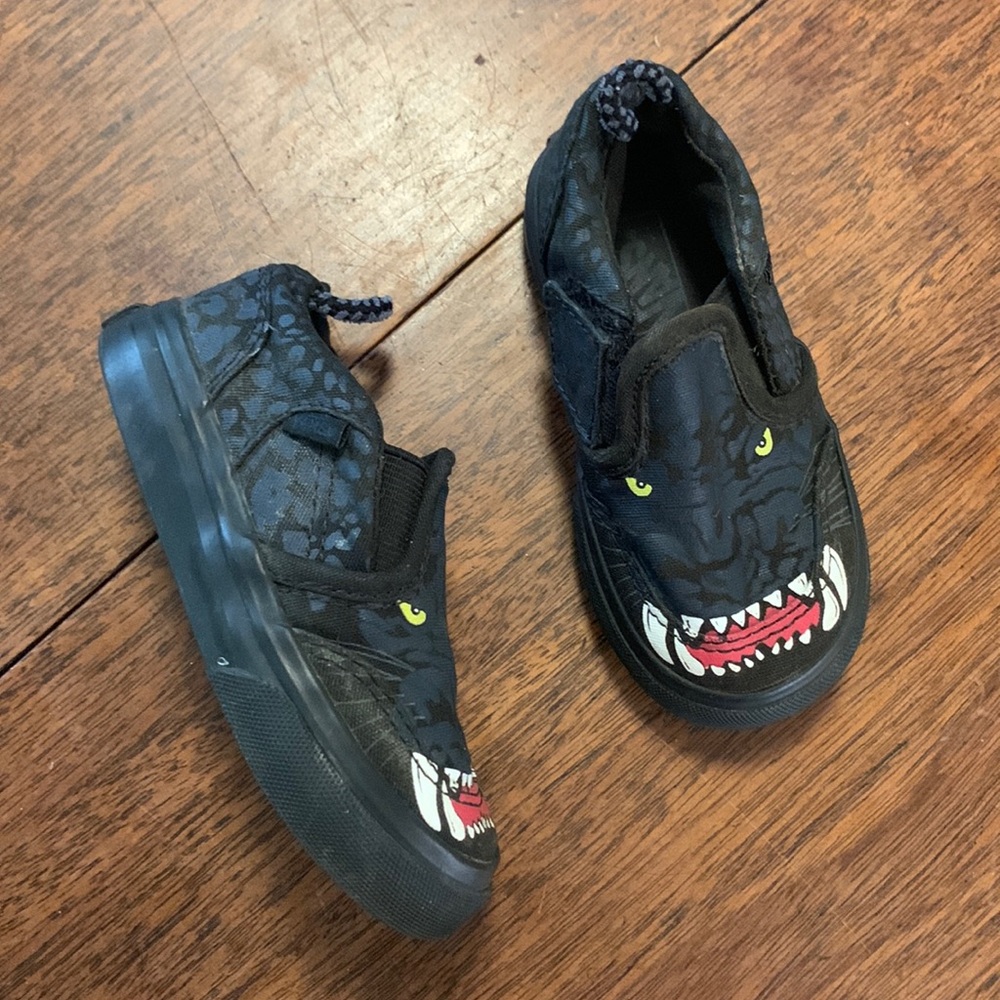 Vans Kids Shoes Black with Monster Design